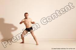 Underwear Martial art Man White Moving poses Slim Short Blond Dynamic poses Academic